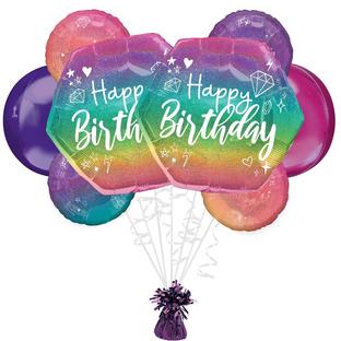 Ombre Sparkle Birthday Foil Balloon Bouquet